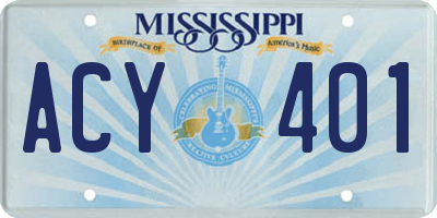 MS license plate ACY401