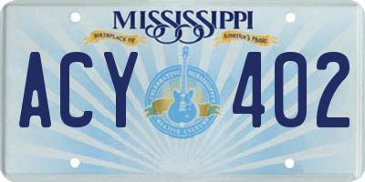 MS license plate ACY402