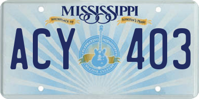 MS license plate ACY403