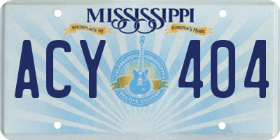 MS license plate ACY404