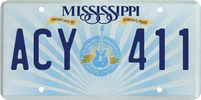 MS license plate ACY411