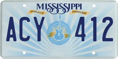 MS license plate ACY412