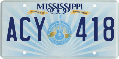 MS license plate ACY418