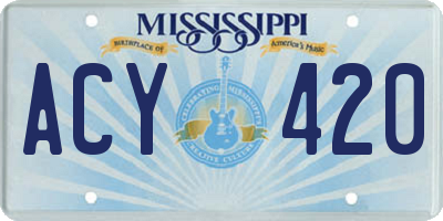 MS license plate ACY420