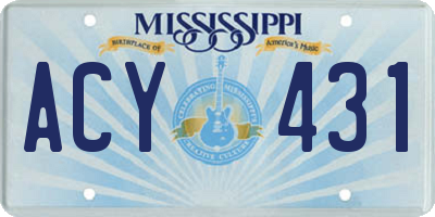 MS license plate ACY431