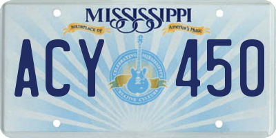 MS license plate ACY450