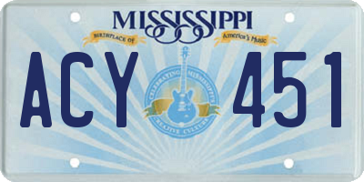 MS license plate ACY451