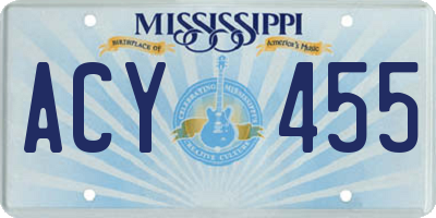 MS license plate ACY455