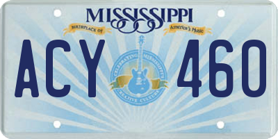 MS license plate ACY460