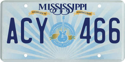 MS license plate ACY466