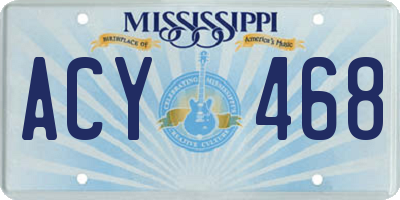 MS license plate ACY468