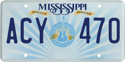 MS license plate ACY470