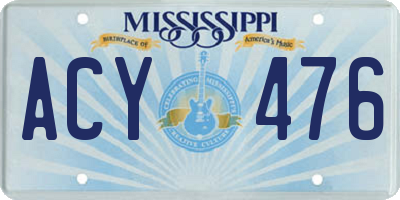 MS license plate ACY476