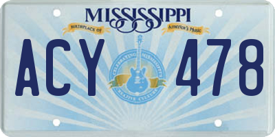 MS license plate ACY478