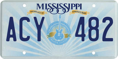 MS license plate ACY482
