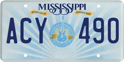 MS license plate ACY490