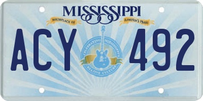 MS license plate ACY492