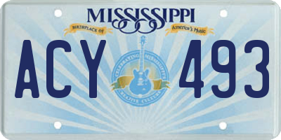 MS license plate ACY493