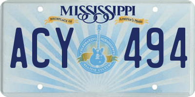 MS license plate ACY494
