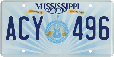 MS license plate ACY496