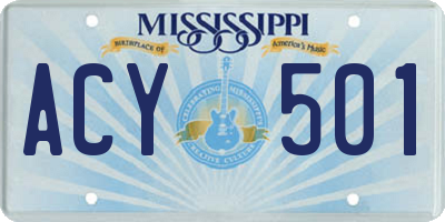 MS license plate ACY501