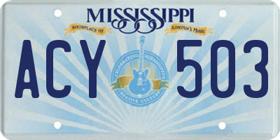 MS license plate ACY503