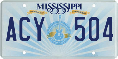 MS license plate ACY504