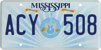 MS license plate ACY508