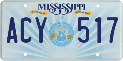 MS license plate ACY517