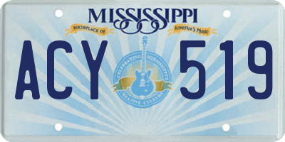 MS license plate ACY519
