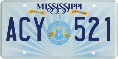 MS license plate ACY521