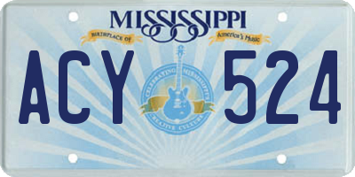 MS license plate ACY524