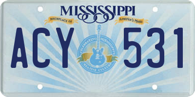 MS license plate ACY531