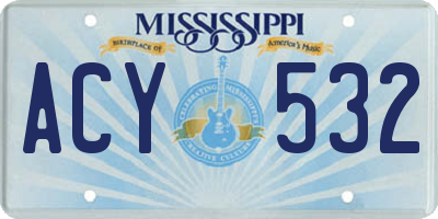 MS license plate ACY532