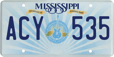 MS license plate ACY535