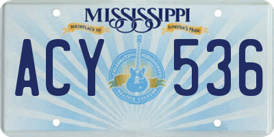 MS license plate ACY536