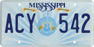 MS license plate ACY542
