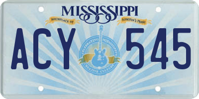 MS license plate ACY545