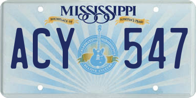MS license plate ACY547