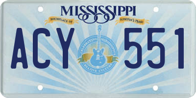 MS license plate ACY551