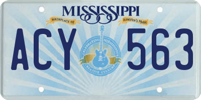 MS license plate ACY563