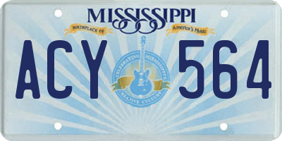 MS license plate ACY564