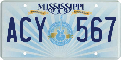 MS license plate ACY567