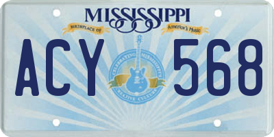 MS license plate ACY568