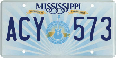 MS license plate ACY573