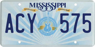 MS license plate ACY575