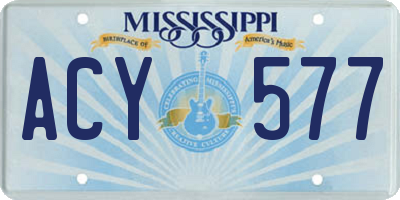 MS license plate ACY577