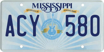 MS license plate ACY580