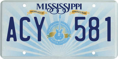 MS license plate ACY581