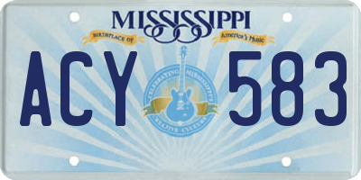MS license plate ACY583